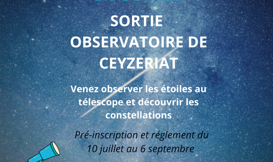 Samedi 16 septembre : Sortie à l’observatoire de Ceyzériat