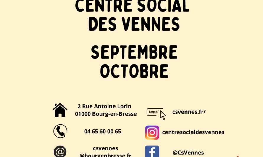 Programme du centre social des Vennes pour Septembre et Octobre