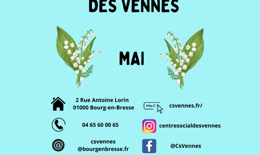 Programme du centre social pour le mois de mai 2024