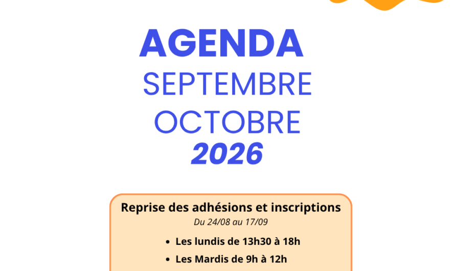 Voici le programme de rentrée du Centre Social pour les mois de Septembre et début Octobre 2026 :
